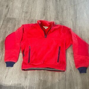 L.L. Bean VTG Snap T Fleece Jacket Red Blue Mens Medium